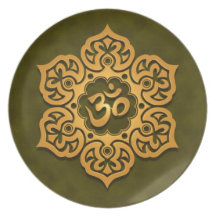 Floral Aum Design, green Party Plates