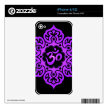 Floral Aum Design, purple and black Decal For iPhone 4S