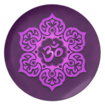 Floral Aum Design, purple Dinner Plates