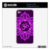 Floral Aum Design, purple Skins For iPhone 4S