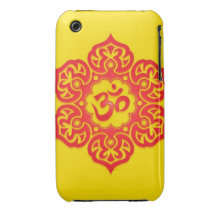 Floral Aum Design - Red and Yellow Case-Mate iPhone 3 Case