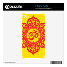 Floral Aum Design, red and yellow Skin For iPhone 4S