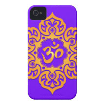 Floral Aum Design – yellow and blue iPhone 4 Cases