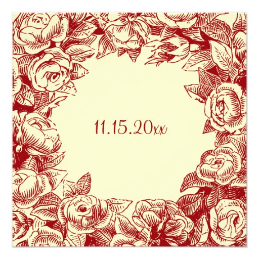 Floral Baby Shower Vintage Roses Red Personalized Invitations