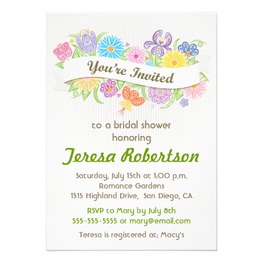 Floral Banner Bridal Shower Invitation