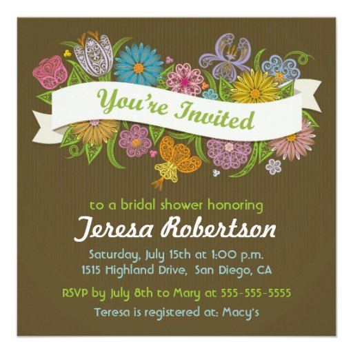 Floral Banner Bridal Shower Invitation
