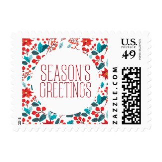 Floral Banner Holiday Postage