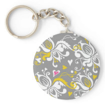 Floral Baroque Pattern keychains