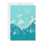 Floral Beach Wedding Invitation Blue