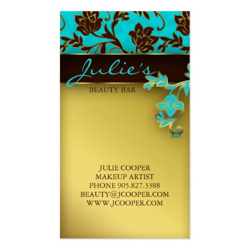 Floral Beauty Business Cards Gold Trim (back side)