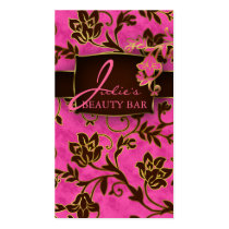 Floral Beauty Business Cards Gold Trim Pink Brown business cards