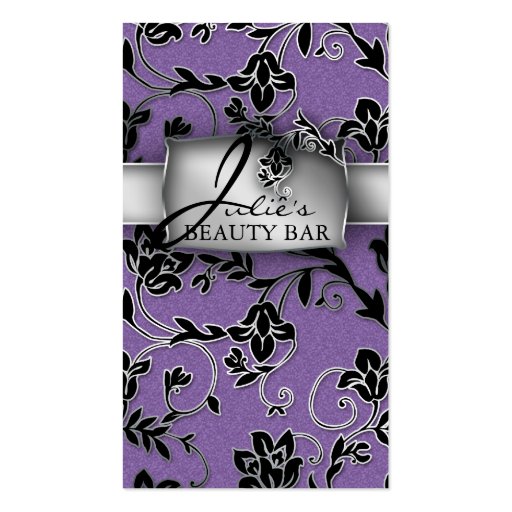 Floral Beauty Business Cards Silver Trim (front side)