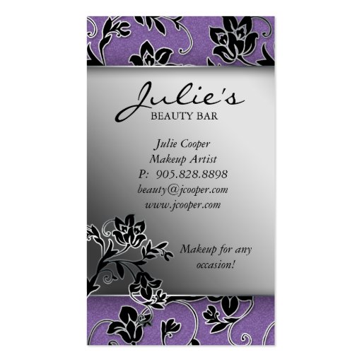 Floral Beauty Business Cards Silver Trim (back side)