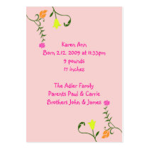 Floral Birth Announcement Cards business cards