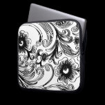 floral black and white laptop sleeves