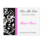 Floral Black And White With Hot Pink Postcard