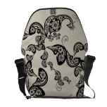 Floral Black Peacock Vintage Pattern Vector Art Commuter Bag