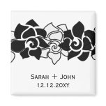 floral black Save the date magnets