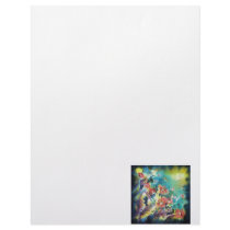 Floral Bliss Under the Moons Light Silk Painting Custom Letterhead