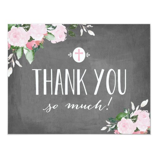 Floral Blooms Chalkboard Religious Thank You Card  Zazzle