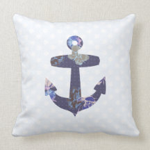 Floral blue anchor pillow / cushion
