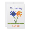 Floral Blue and Orange, Our Wedding Invitations invitation