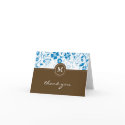 Floral Blue-Brown Monogram Thank You Card by BeezKneez Floral Blue-Brown Monogram Thank You Card