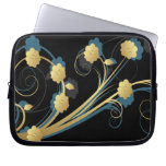 floral blue gold elegance computer sleeves