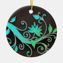Floral Blue Green Ornament ornaments