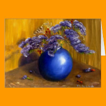 Floral Bouquet Thank You Card Blue, Purple, Gold cards