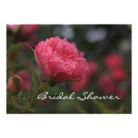 Floral bridal shower, pink wild rose flowers custom invitations