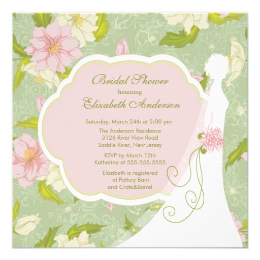 Floral Bride Bridal Shower Invitation Pink