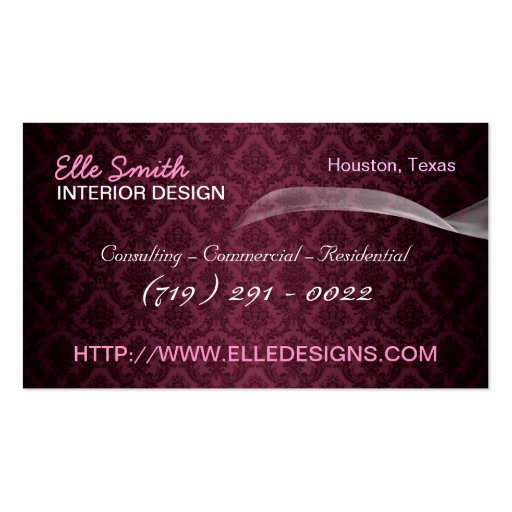 Floral Burgundy Business Card (back side)