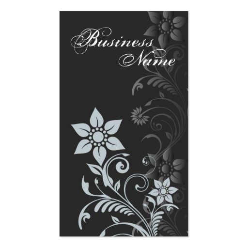 Floral Business Card (Blue Grey) (front side)