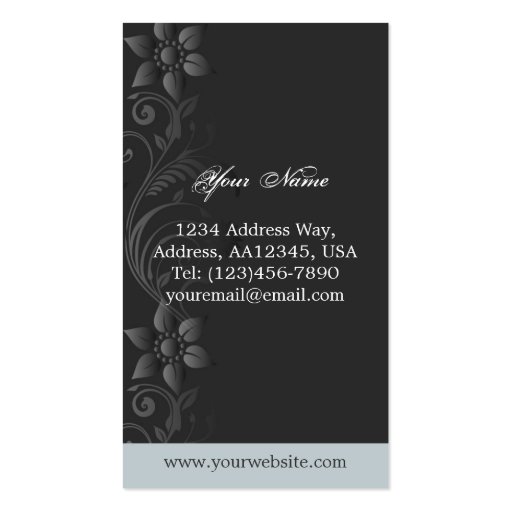 Floral Business Card (Blue Grey) (back side)