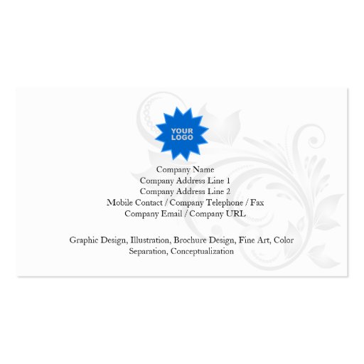 Floral Business Card Floral Swirl 1 (back side)