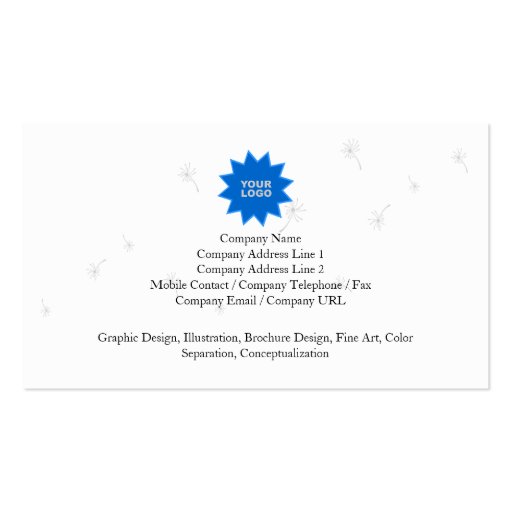 Floral Business Card Gentle Dandelion (back side)