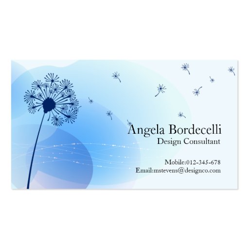Floral Business Card Gentle Dandelion (front side)