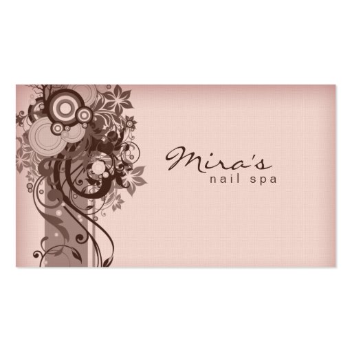 Floral Business Card Linen Brown Pink (front side)