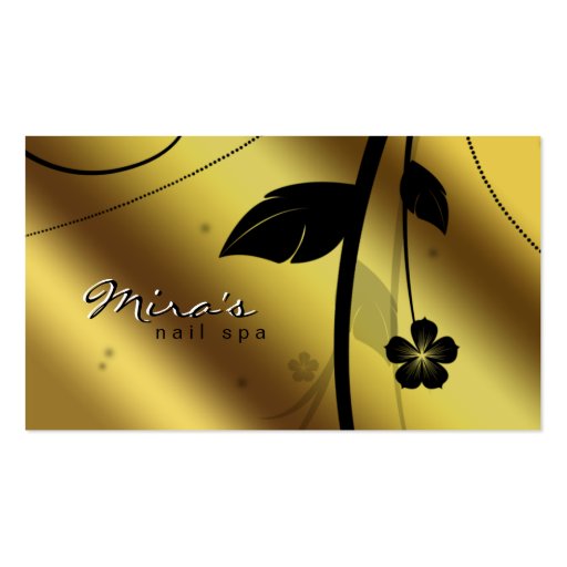 Floral Business Card Metallic Gold Satin