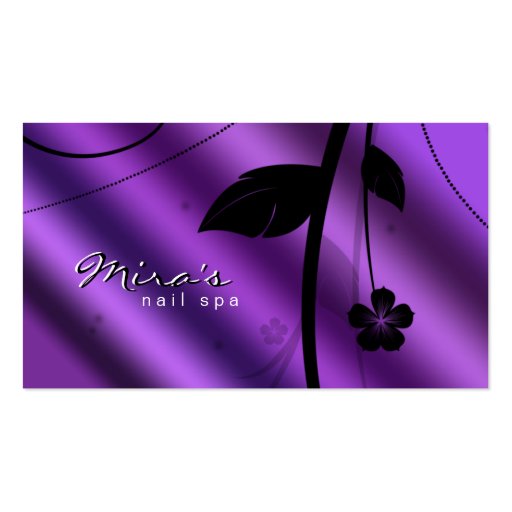 Floral Business Card Metallic Purple Satin