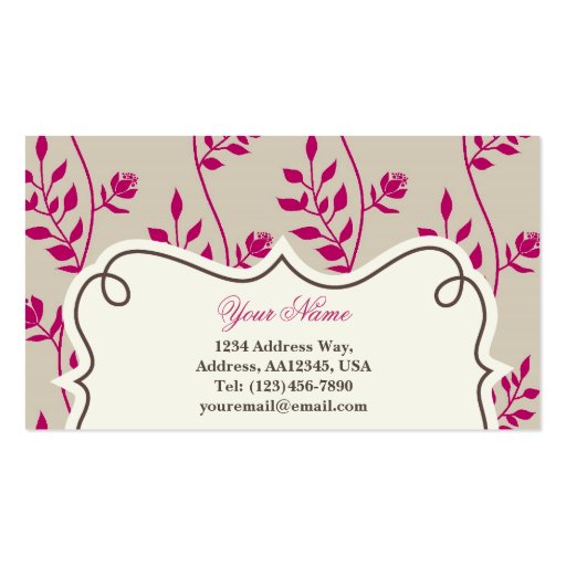 Floral Business Card, Profile Card (back side)