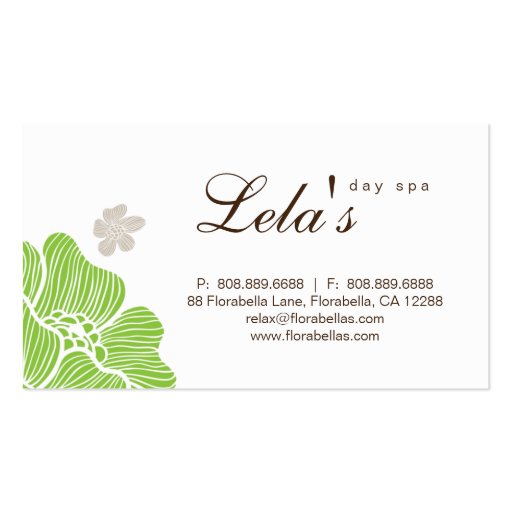 Floral Business Card Salon Spa Lime Brown Tropical (back side)