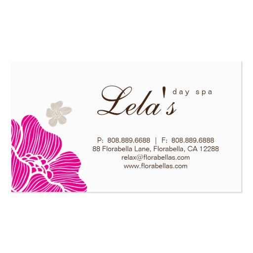 Floral Business Card Salon Spa Pink Brown Tropical (back side)
