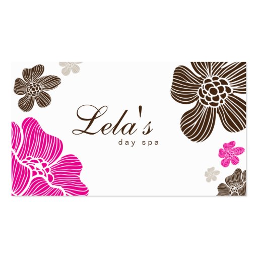 Floral Business Card Salon Spa Pink Brown Tropical (front side)