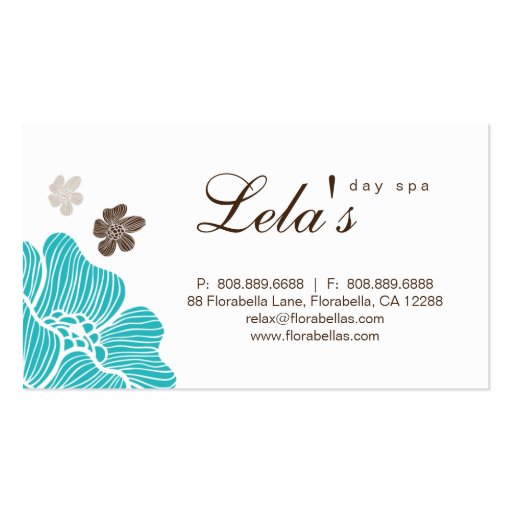 Floral Business Card Salon Spa Tropical Blue (back side)