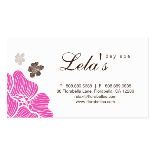 Floral Business Card Salon Spa Tropical Hot Pink (back side)