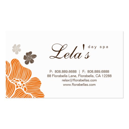 Floral Business Card Salon Spa Tropical Orange (back side)