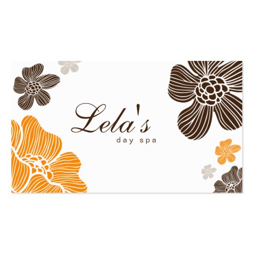 Floral Business Card Salon Spa Tropical Org Brown