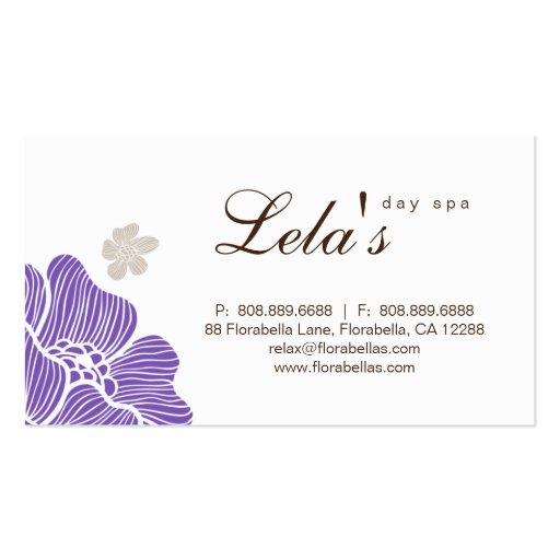 Floral Business Card Salon Spa Tropical Purp Brown (back side)